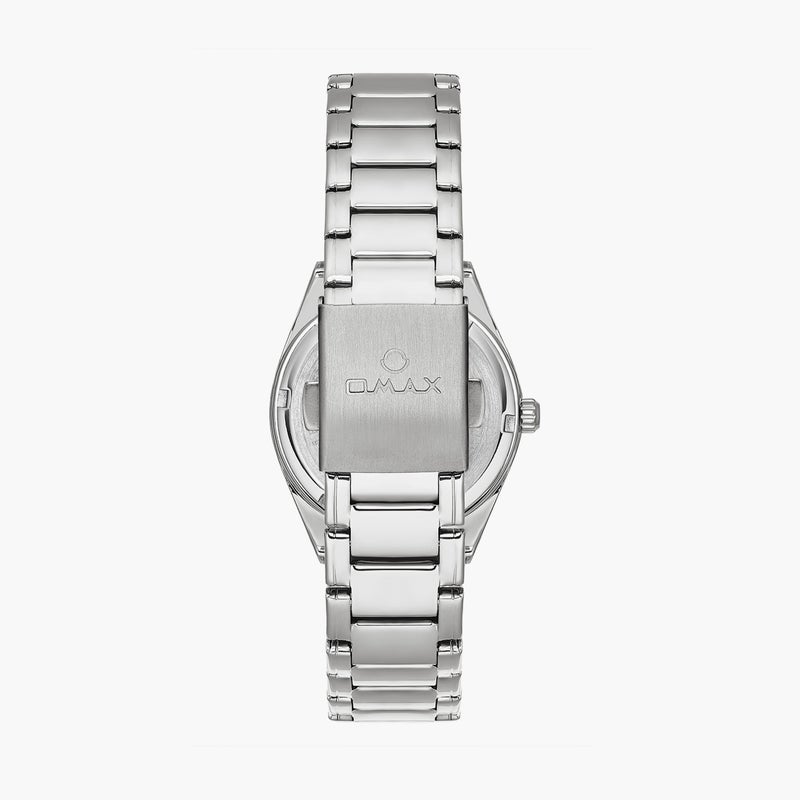 Omax Women's Silver Analog Watch with Red Dial - Image 3